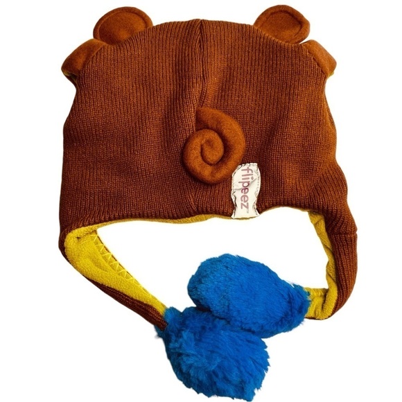 Flipeez Brown Blue Lime Green Monkey Action Hat Kids Unisex OS - Picture 6 of 10